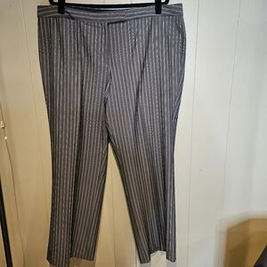 Lane Bryant Plus-Size 20 Gray Pinstripe Pants – Stretchy, Office Chic & Elegant